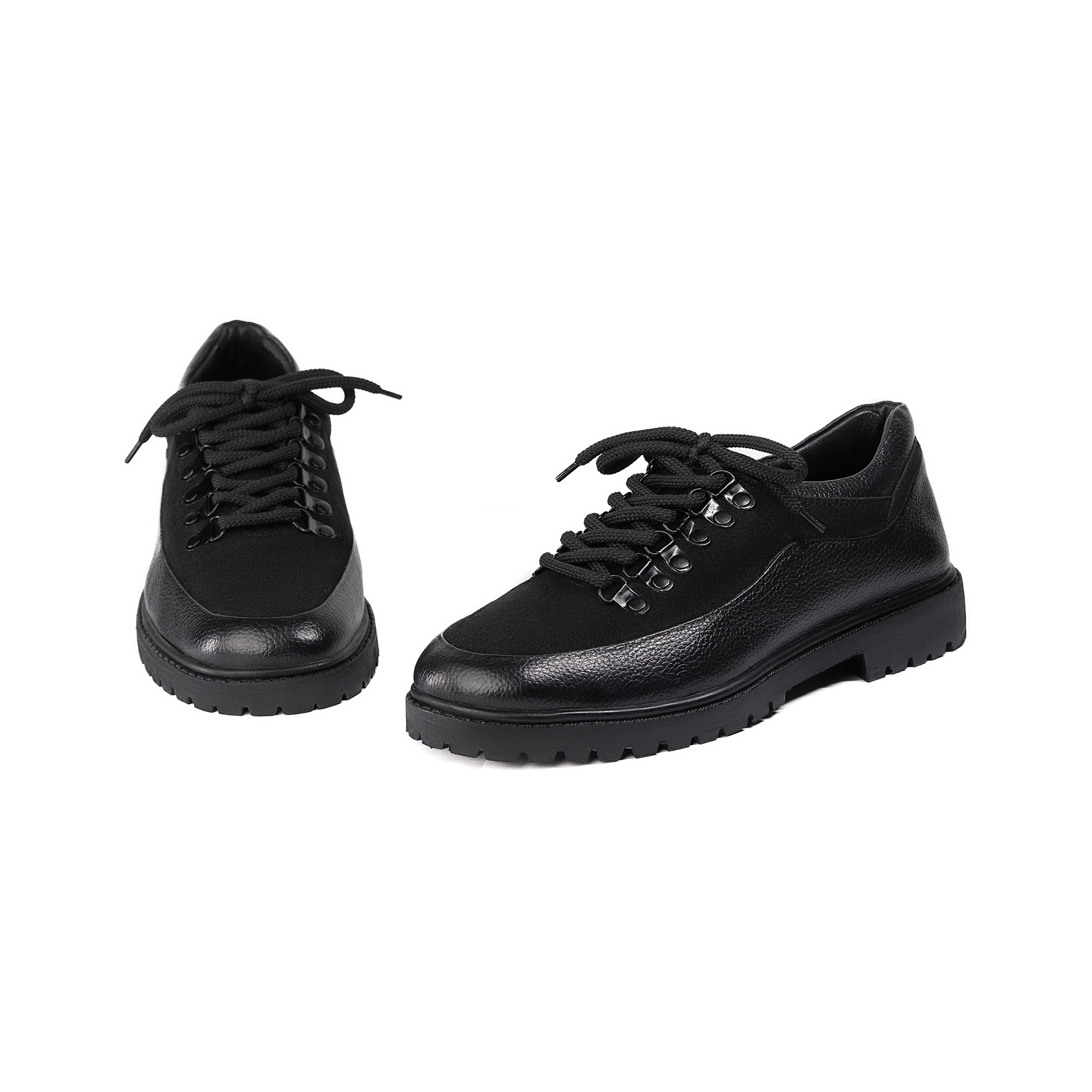 Traverse Low – Double Black Leather Shoe - Huso Men's Shoes, Loafers, Boots & Clothing