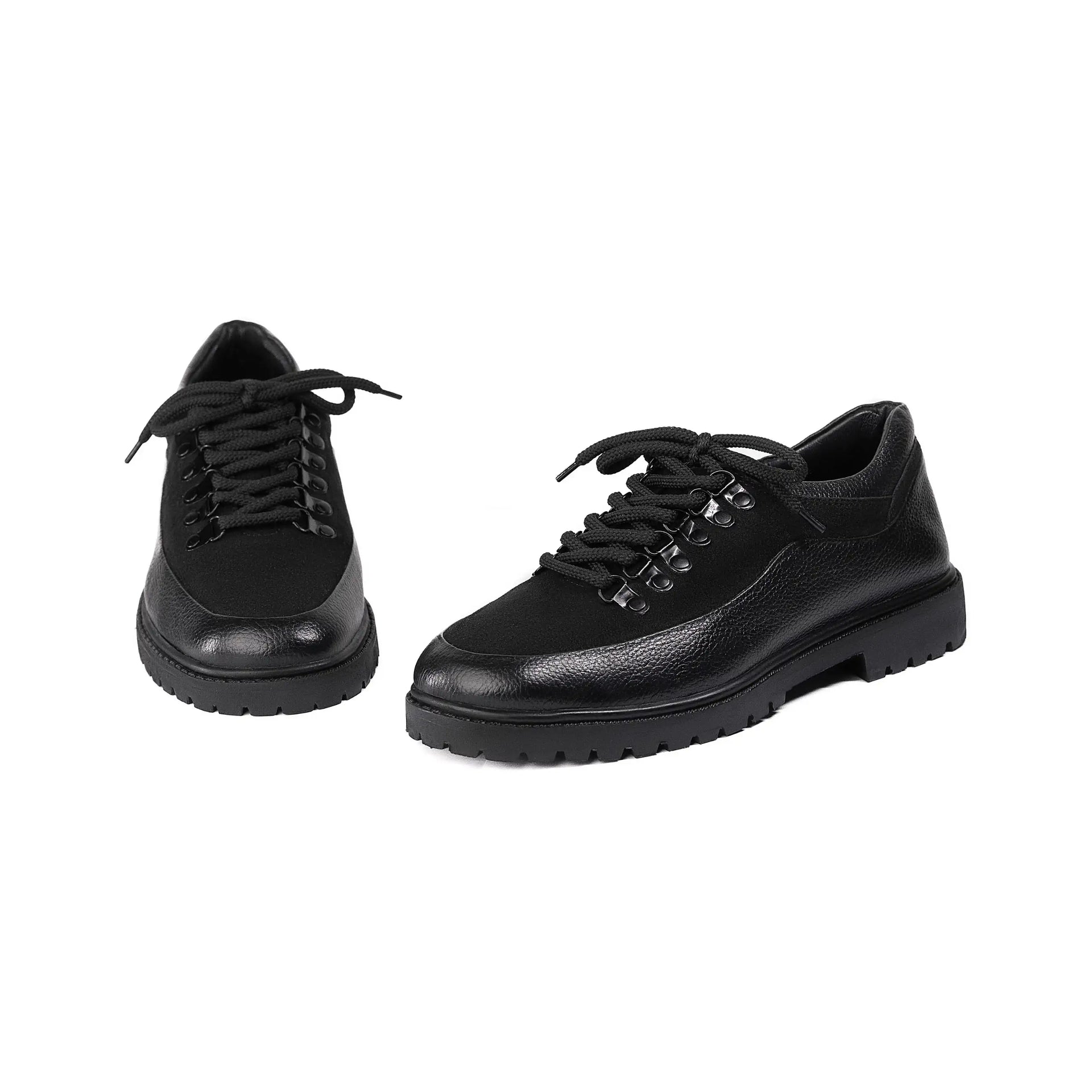 Traverse Low – Double Black Leather Shoe - Huso Men's Shoes, Loafers, Boots & Clothing