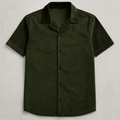 Short Sleeve Corduroy Shirt Forest Green - My Store
