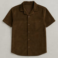 Short Sleeve Corduroy Shirt Brown - My Store