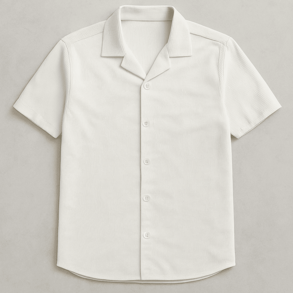 Short Sleeve Corduroy Shirt Soft Bone White - My Store