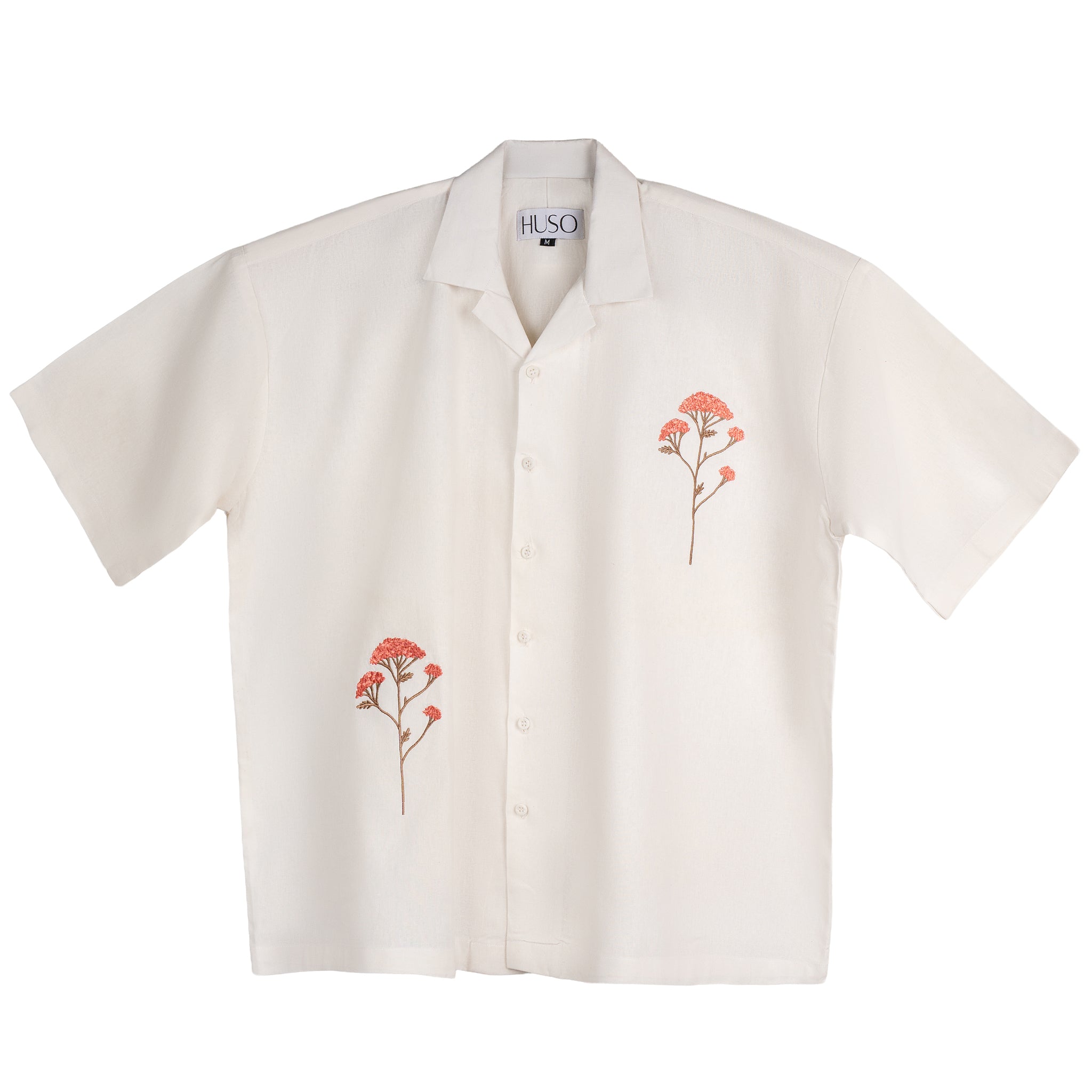 Ecru Bloom - Embroidered Linen Shirt