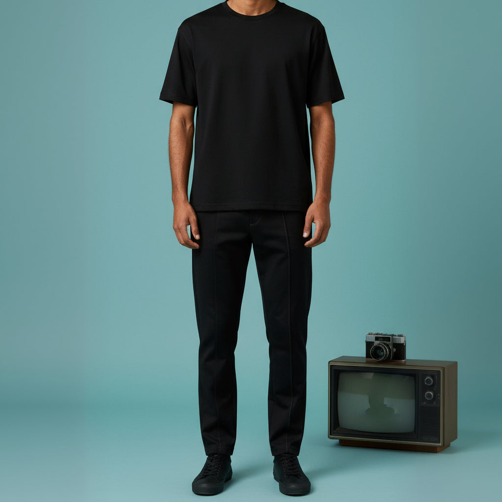 Straight Leg Trousers Black