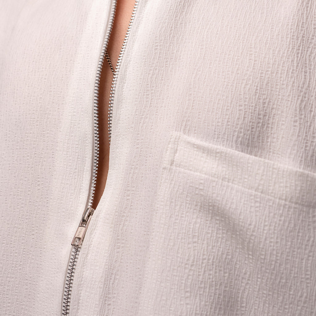 Textured Zip Shirt – Super White