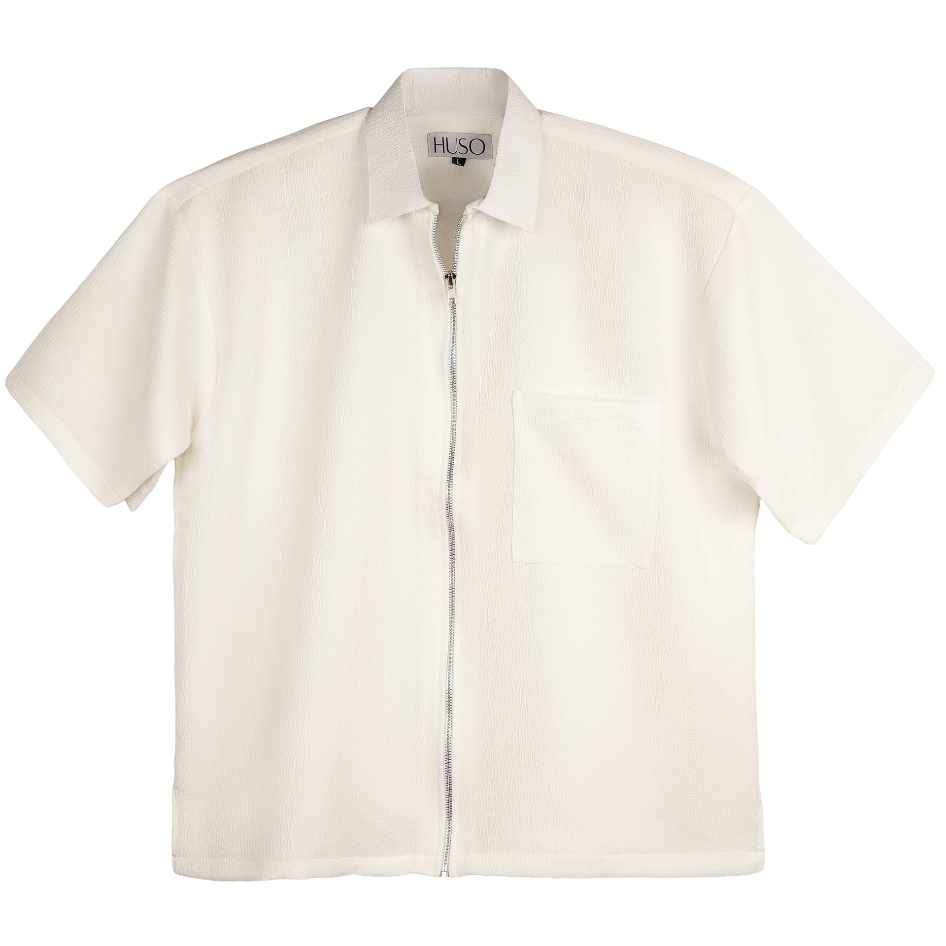Textured Zip Shirt – Super White - My Store