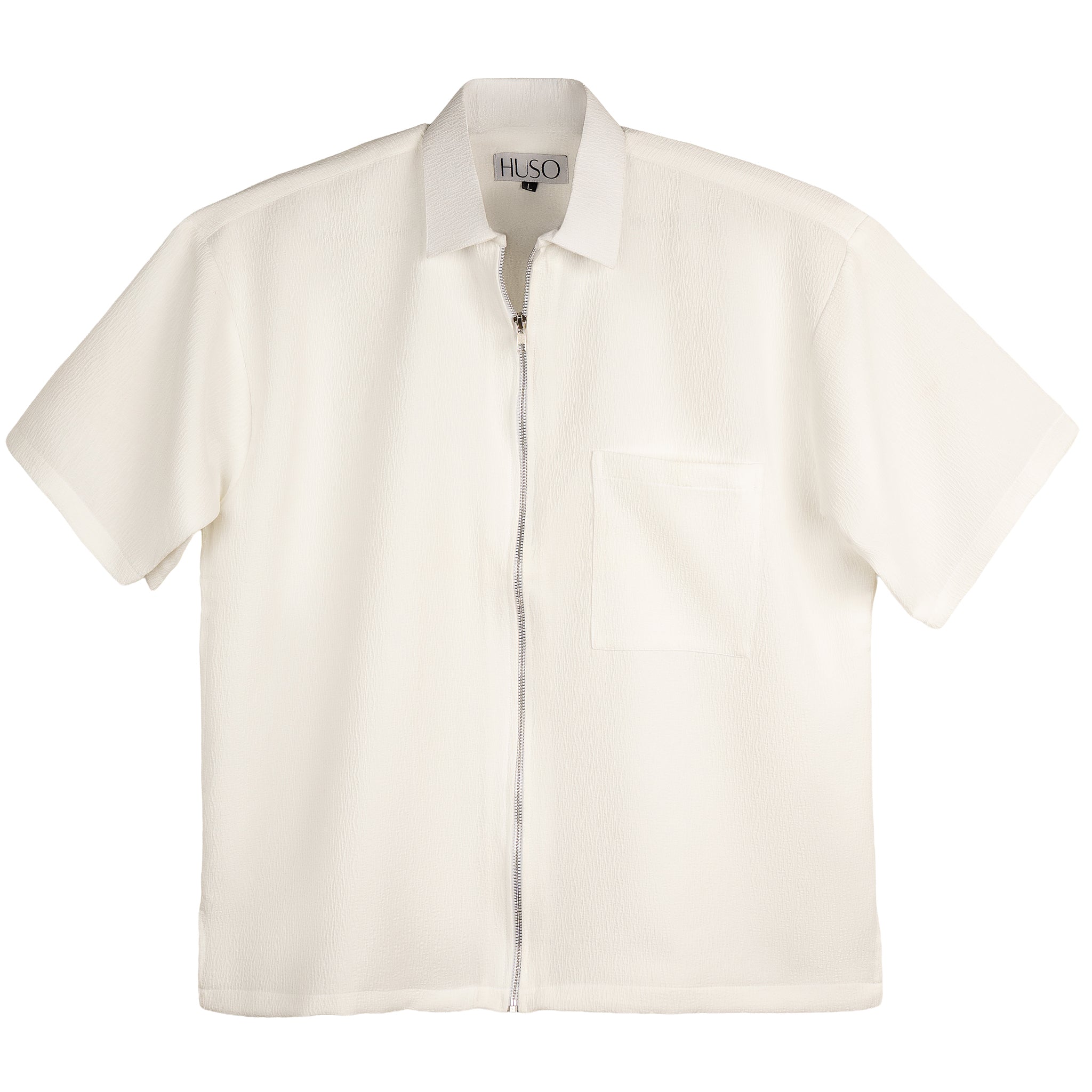 Textured Zip Shirt – Super White